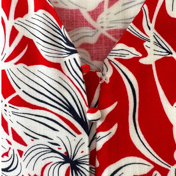 Mango Red Floral Wrap Midi Dress Short Sleeve Tie Waist Size Medium - Picture 3 of 10